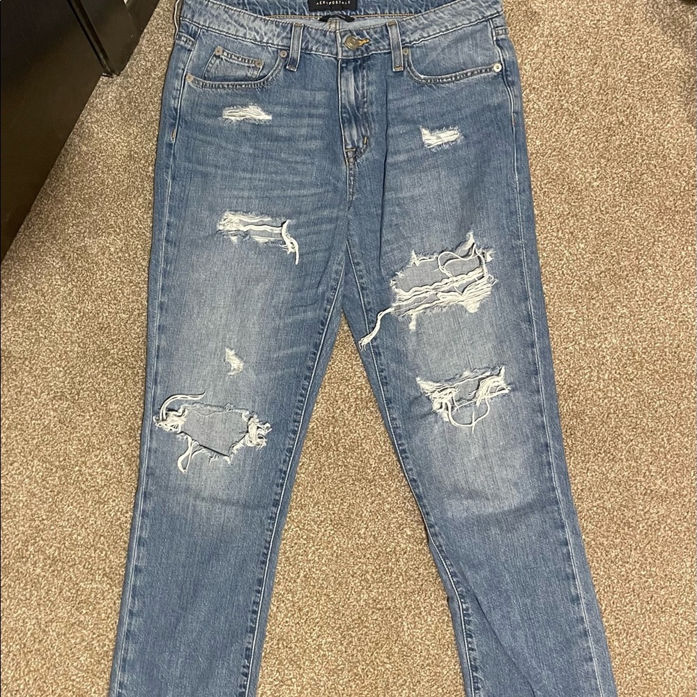 AEROPOSTALE RIPPED BOYFRIEND JEANS. SIZE 10. WORN ONCE & IN GOOD CONDITION